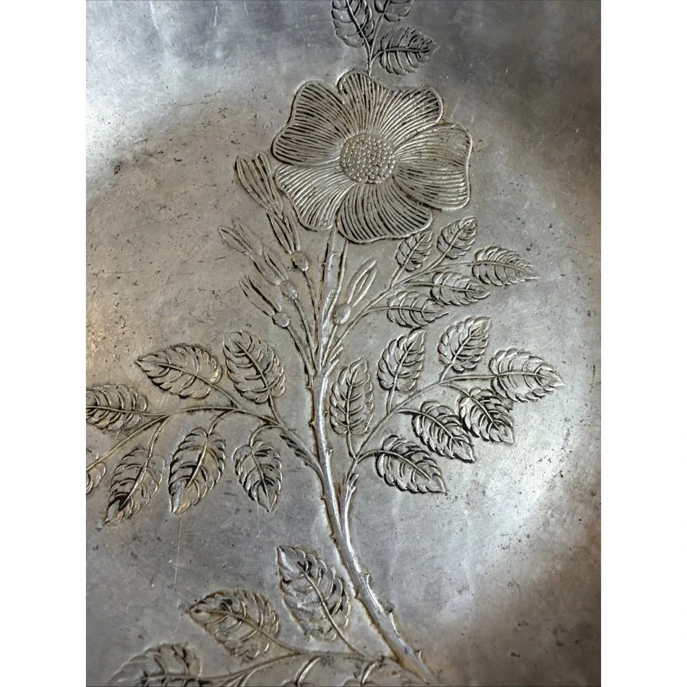 Trade Continental Mark Hand Wrought Aluminum Bowl 788 with Etched Flower 7